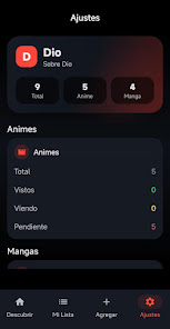 Dio settings and library statistics screen